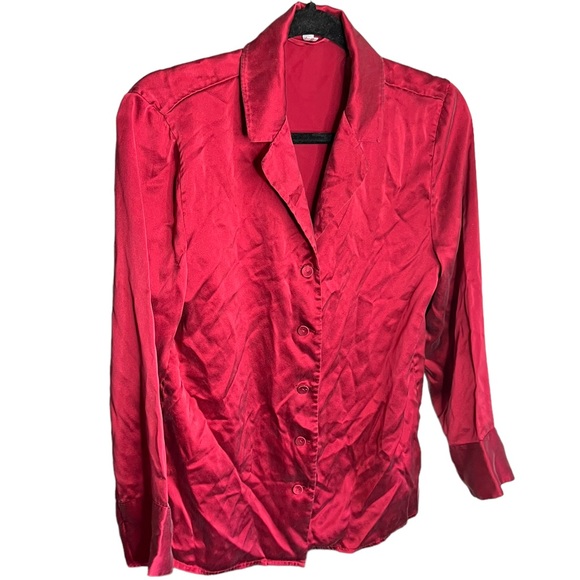 Mommesilk Women’s Sz Medium Claret Burgundy Mulberry 100% Silk Pajama Set - Picture 5 of 13